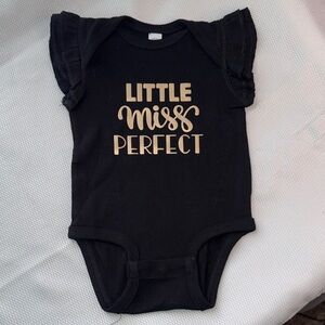 Rabbit Skins Black Bodysuit with Gold Print